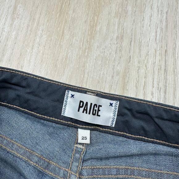 Paige Jimmy Jimmy Skinny Mid Rise Distressed Stretch Casual Blue Denim Jeans 25 - Picture 8 of 14